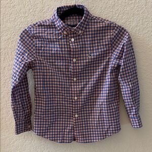 Vineyard Vines Boy's Casual Blue and Orange Gingham